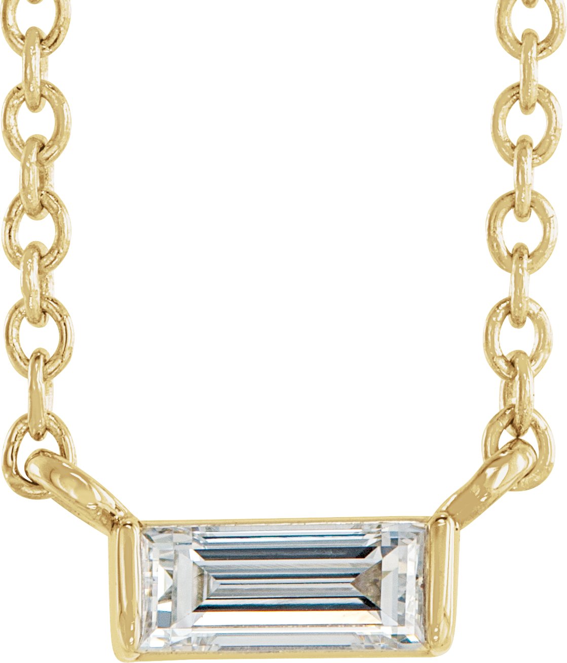 14K Yellow 1/8 CT Natural Diamond Solitaire 16-18" Necklace