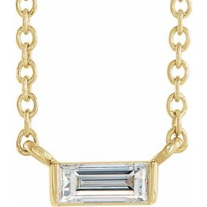 14K Yellow 1/8 CT Natural Diamond Solitaire 16-18" Necklace