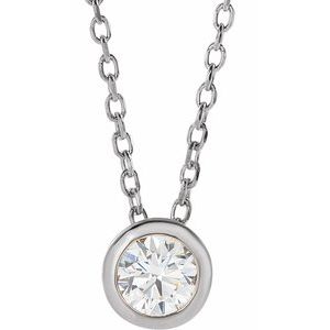 14K White 1/4 CT Natural Diamond Bezel-Set 16-18" Necklace