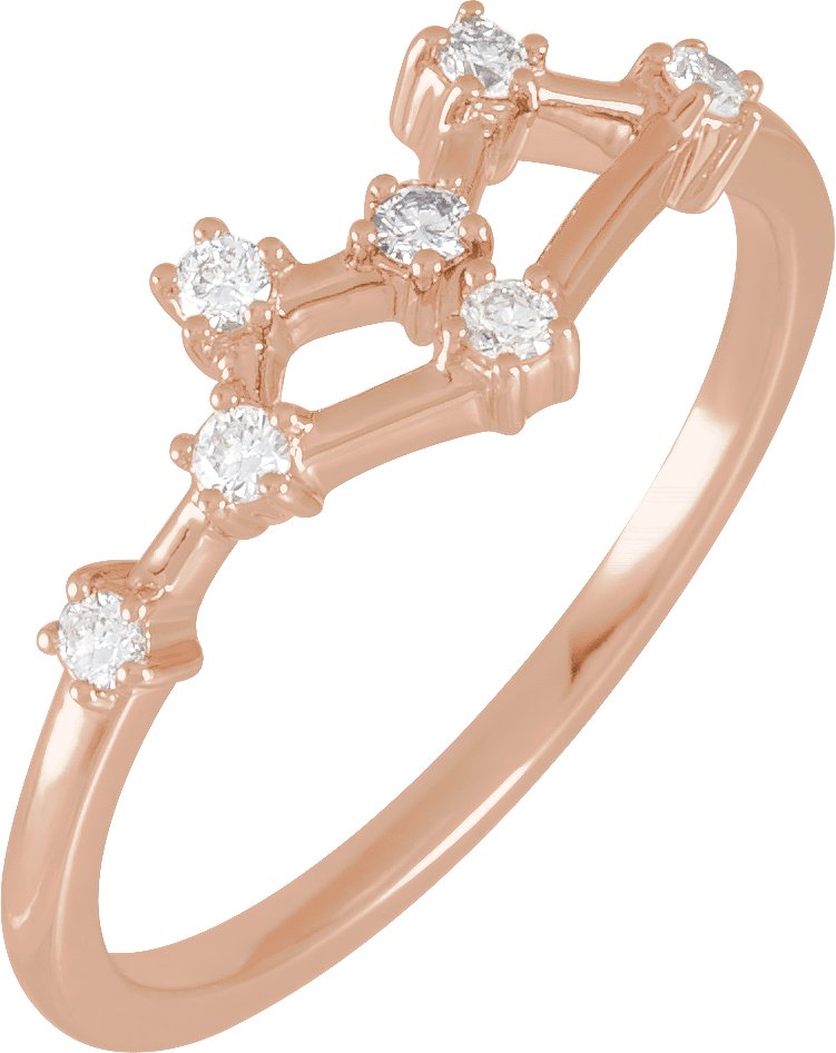 14K Rose 1/6 CTW Natural Diamond Gemini Constellation Ring