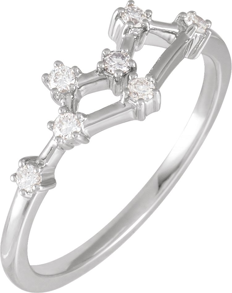 14K White 1/6 CTW Natural Diamond Gemini Constellation Ring