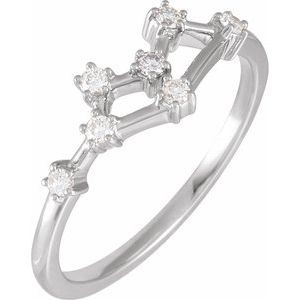 14K White 1/6 CTW Natural Diamond Gemini Constellation Ring