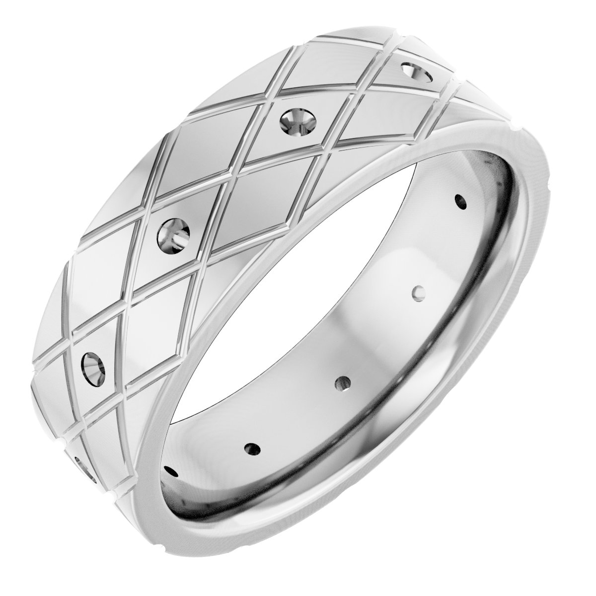 Accented Grooved Rhombus Pattern Flat Band