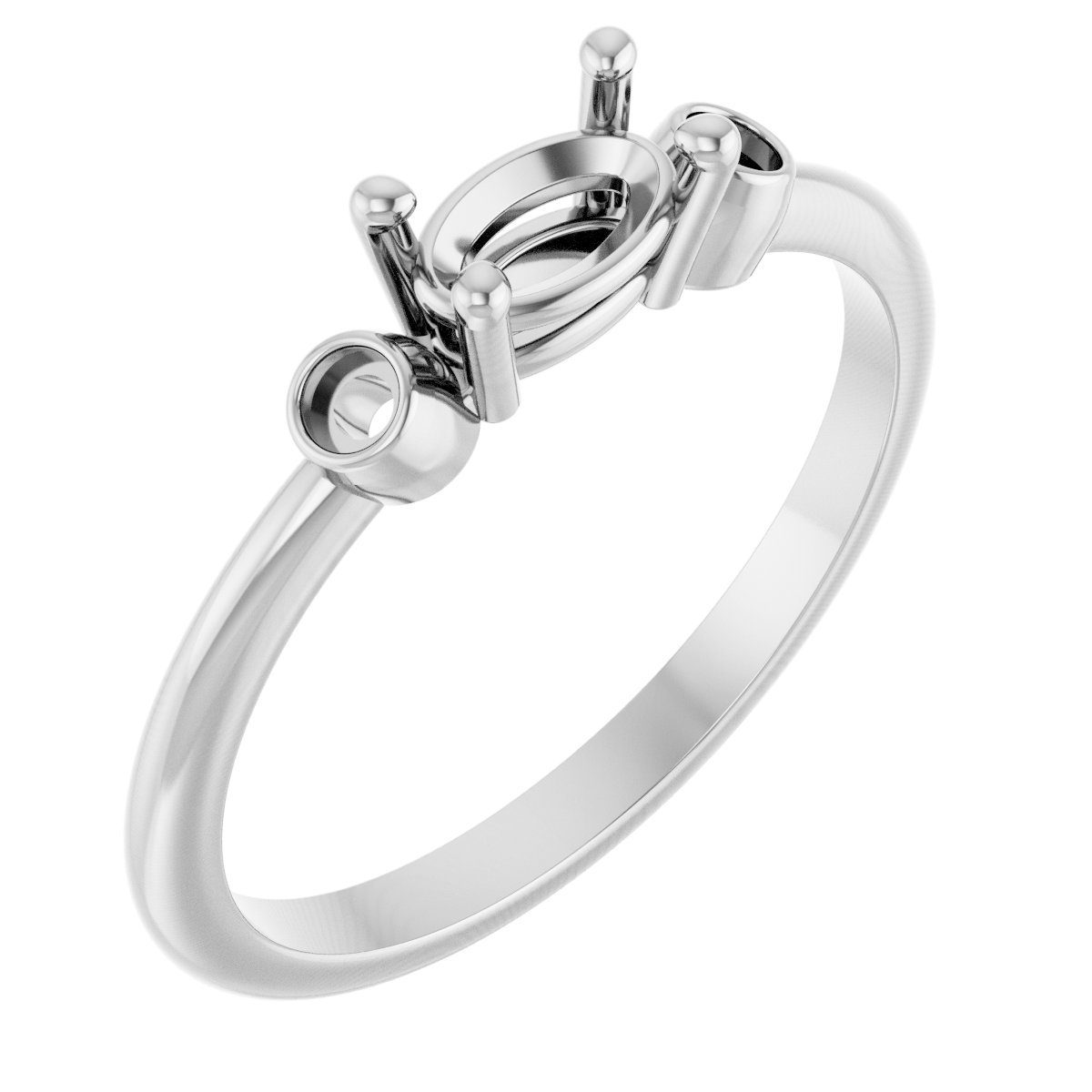 Oval 4-Prong Accented Ring