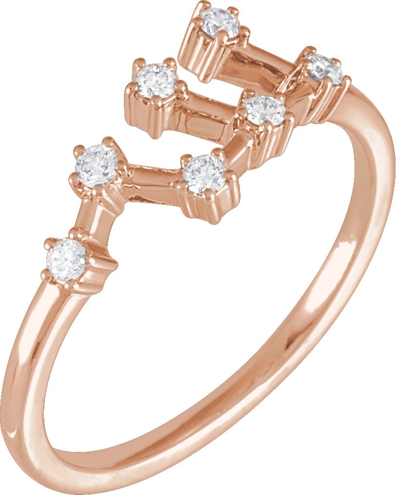 14K Rose 1/6 CTW Natural Diamond Virgo Constellation Ring