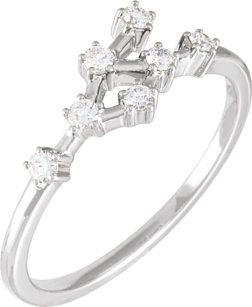 14K White 1/5 CTW Natural Diamond Cancer Constellation Ring