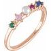 14K Rose Cultured White Freshwater Pearl & Natural Multi-Gemstone Ring