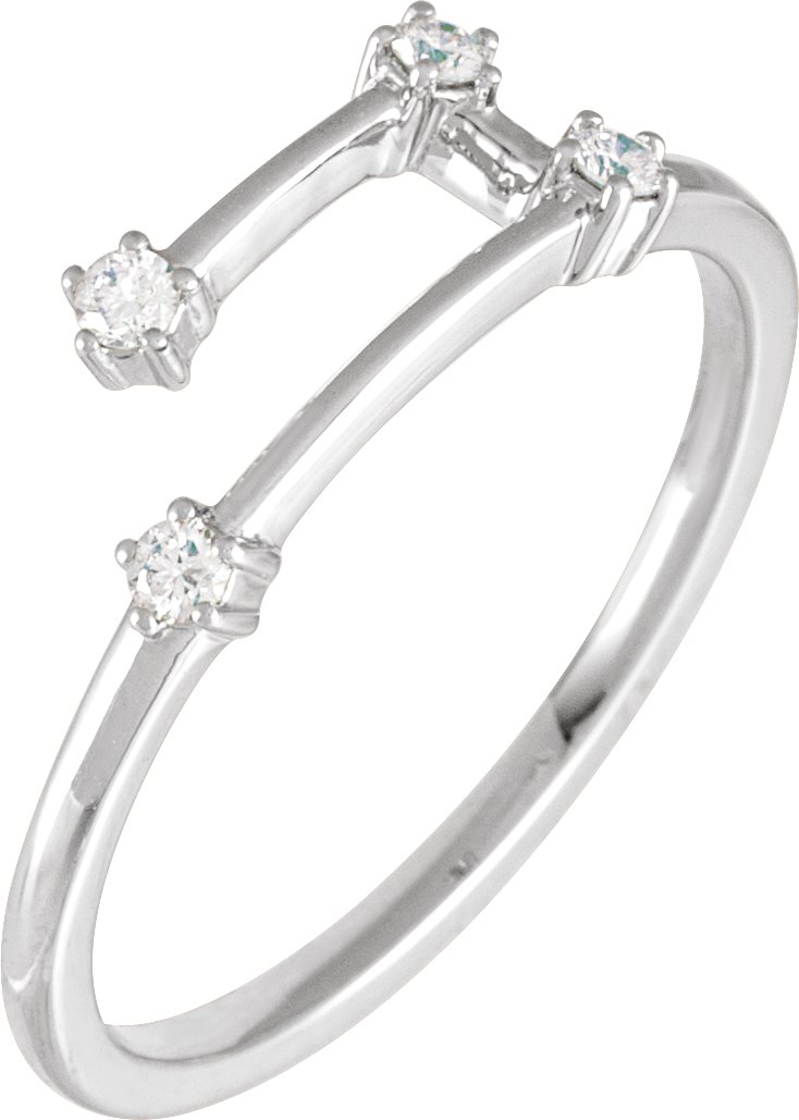 14K White 1/10 CTW Natural Diamond Aries Constellation Ring