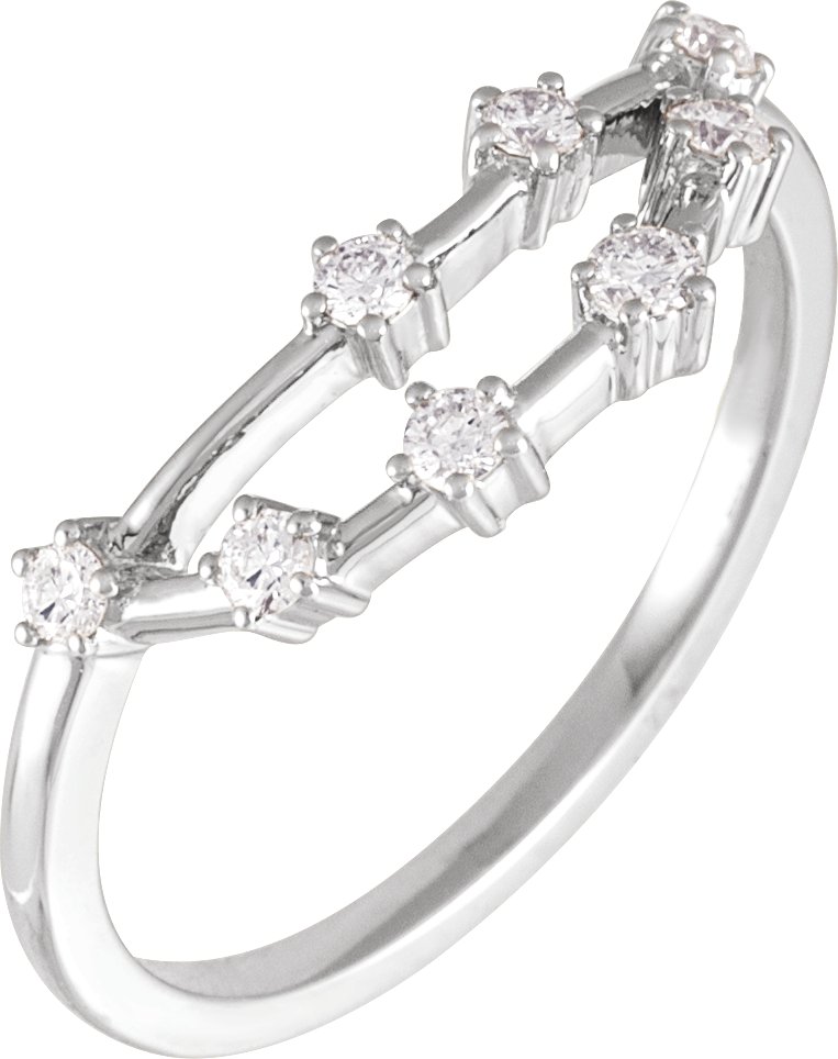 14K White 1/5 CTW Natural Diamond Capricorn Constellation Ring