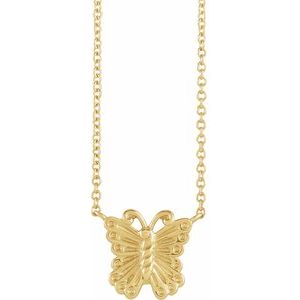 14K Yellow Butterfly 16" Necklace