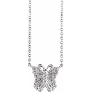 14K White Butterfly 16" Necklace