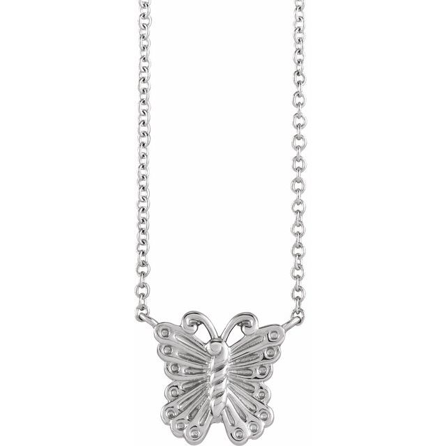 14K White Butterfly 16 Necklace