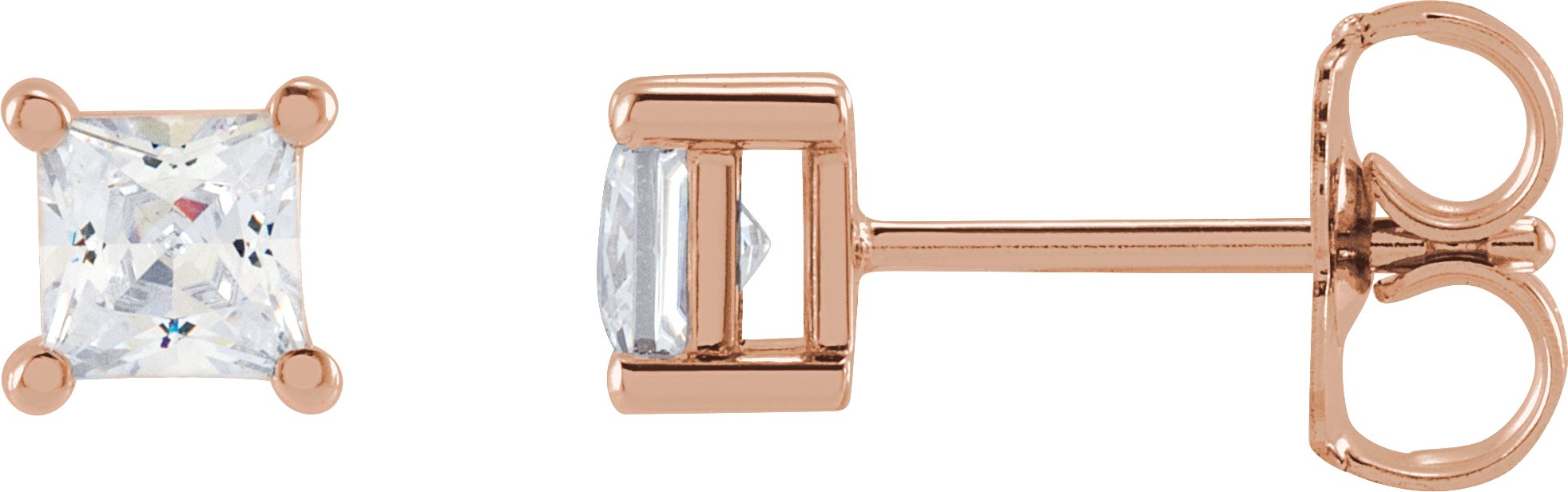 14K Rose 3.5 mm Square 1/2 CTW Lab-Grown Diamond Earrings