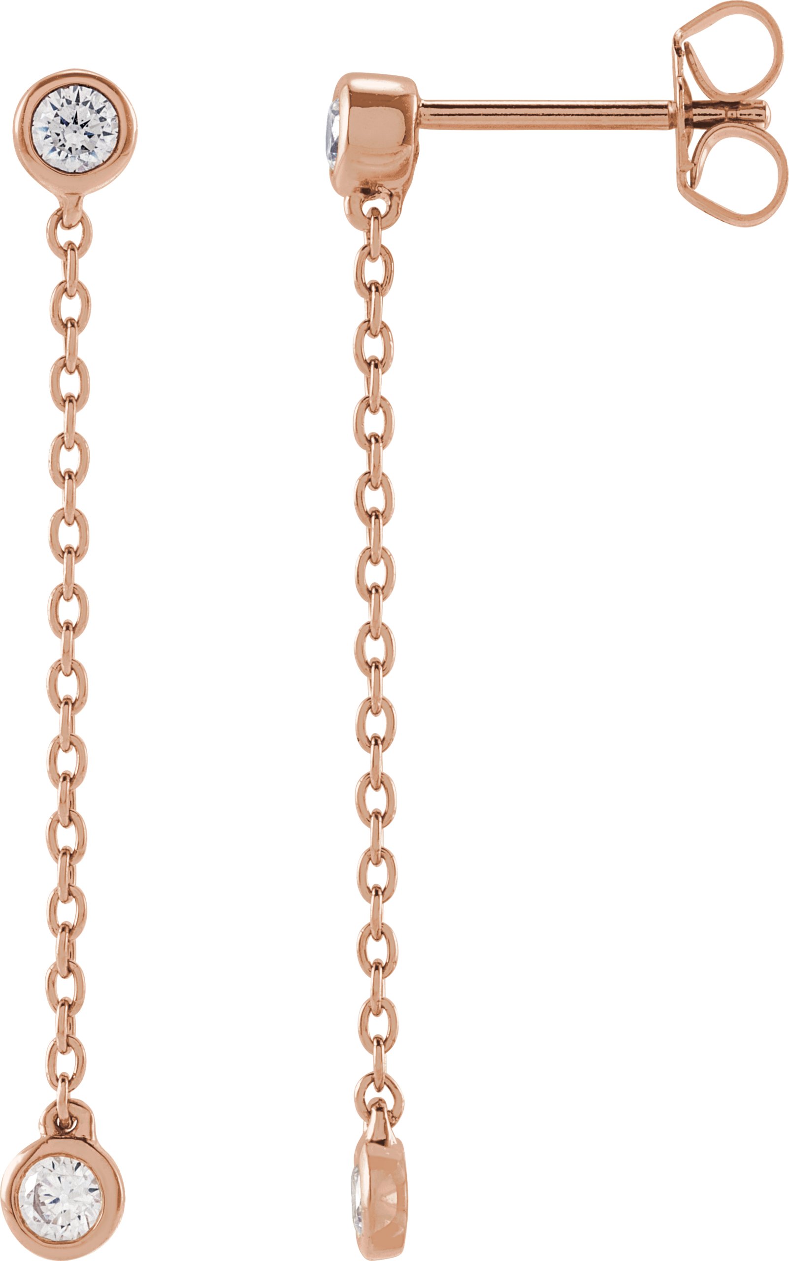 14K Rose 1/4 CTW Lab-Grown Diamond Chain Earrings