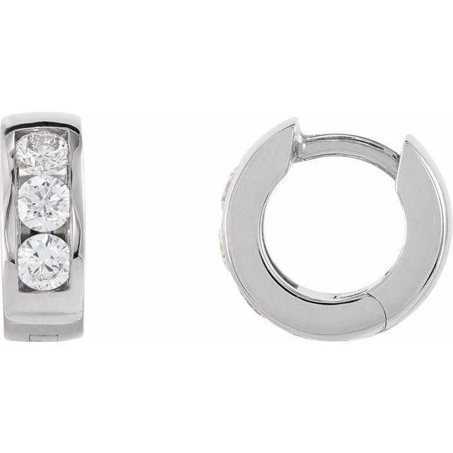 Sterling Silver 10 mm 1/3 CTW Natural Diamond Hinged Hoop Earrings
