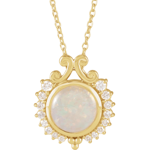 white opal and diamond necklace