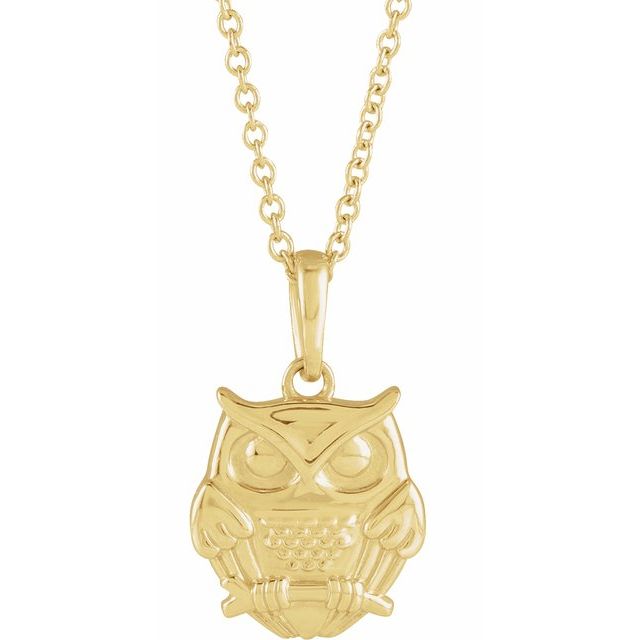 14K Yellow Owl 16-18 Necklace