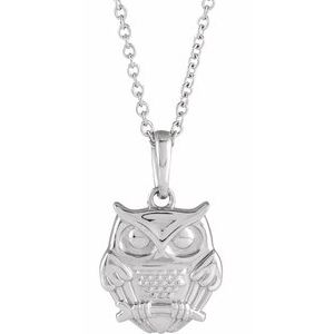 14K White Owl 16-18" Necklace
