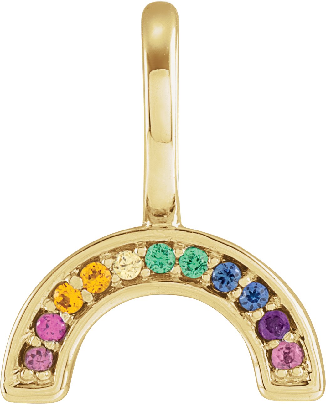 14K Yellow Natural Multi Gemstone Rainbow Charm or Pendant Ref 19338447