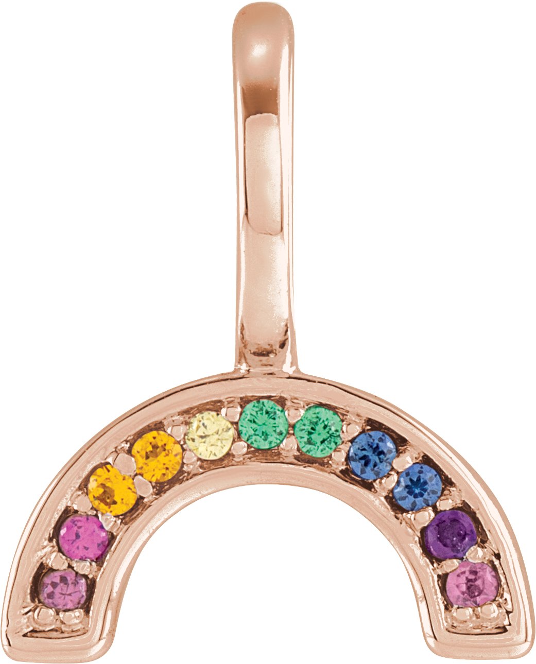 14K Rose Natural Multi-Gemstone Rainbow Charm/Pendant