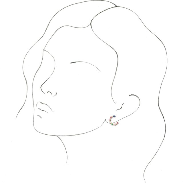 14K Yellow Cultured Freshwater Pearl & Natural Multi-Gemstone Earrings