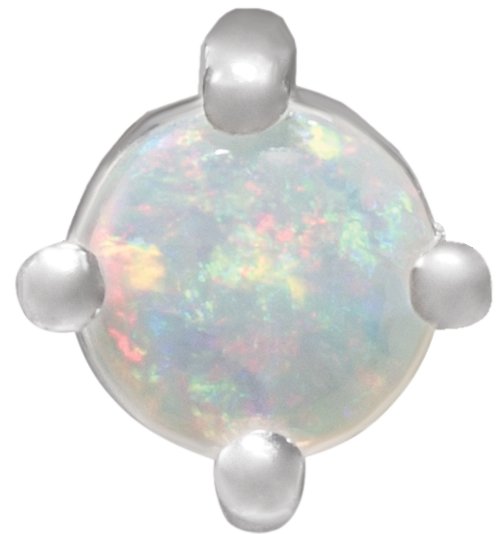 Platinum Natural White Opal Cabochon Pendant