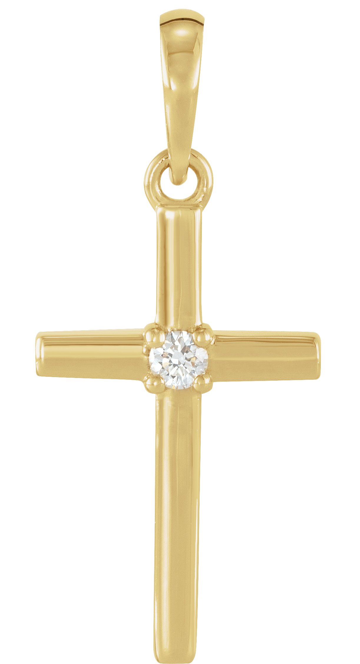 14K Yellow .03 CT Natural Diamond Cross Pendant Ref 19210756