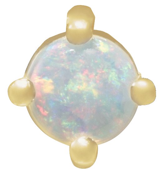 14K Yellow Natural White Opal Cabochon Pendant