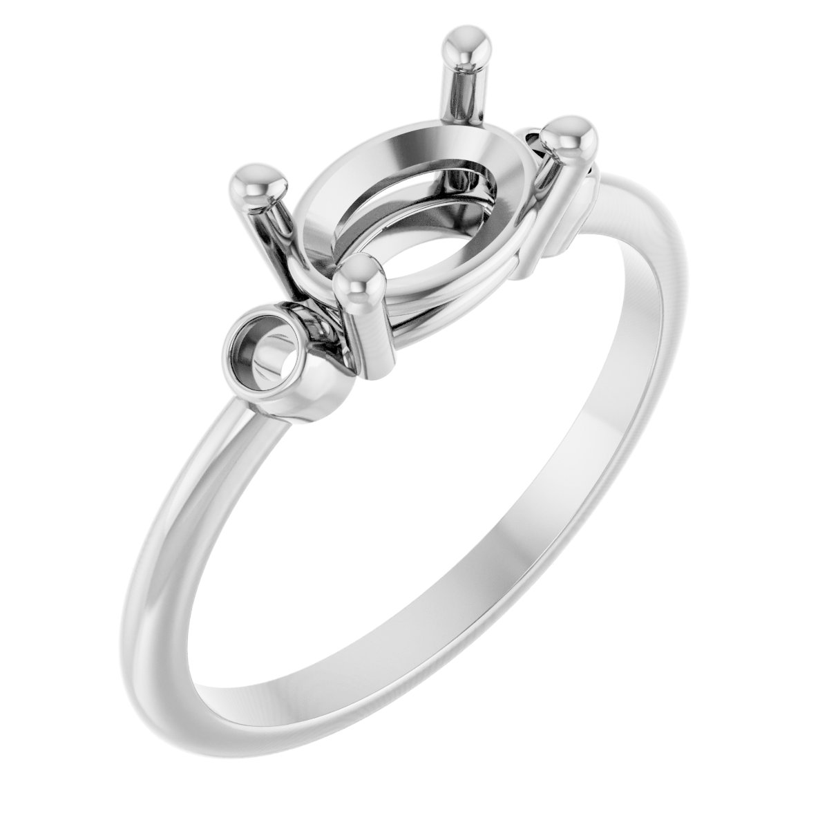 Oval 4-Prong Accented Ring