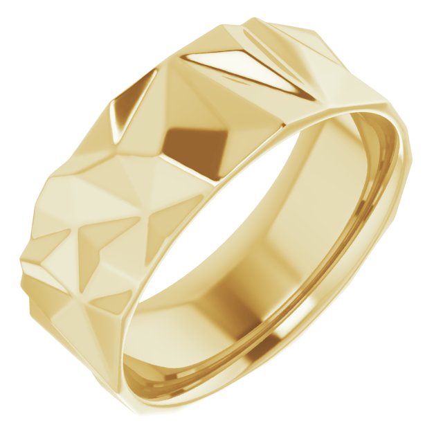 14K Yellow 8 mm Patterned Band Size 10