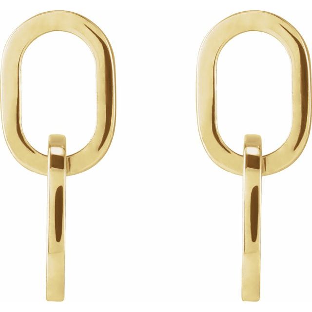 14K Yellow Interlocking Oval Earrings
