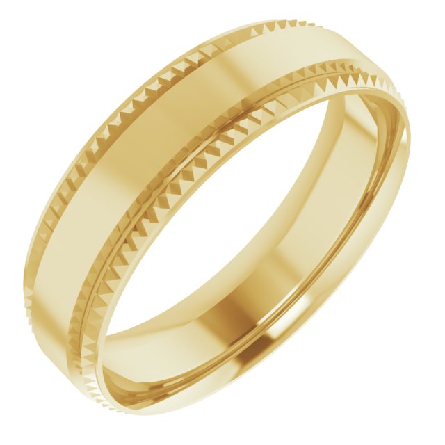 14K Yellow 6 mm Textured Edge Band Size 10