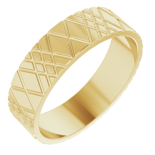 14K Yellow 6 mm Patterned Band Size 10