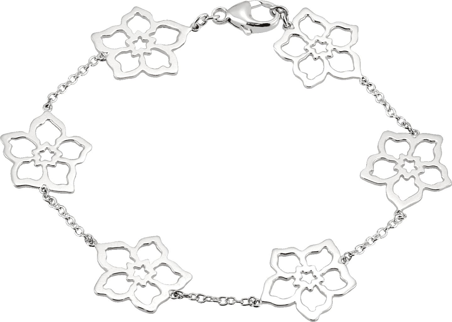 Sterling Silver 15 mm Forget Me Not 7 1/4" Bracelet