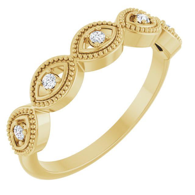 14K Yellow .07 CTW Natural Diamond Evil Eye Stackable Ring