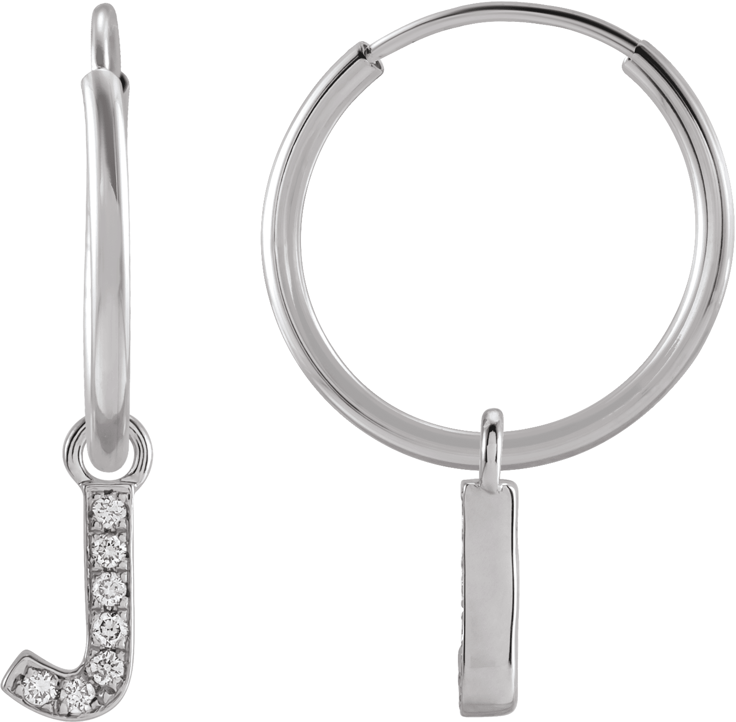 Diamond Initial J Hoop Earring