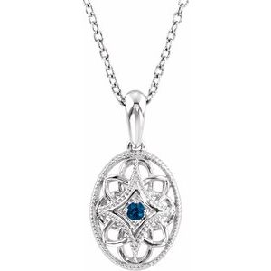 Sterling Silver Natural Blue Sapphire 18" Necklace
