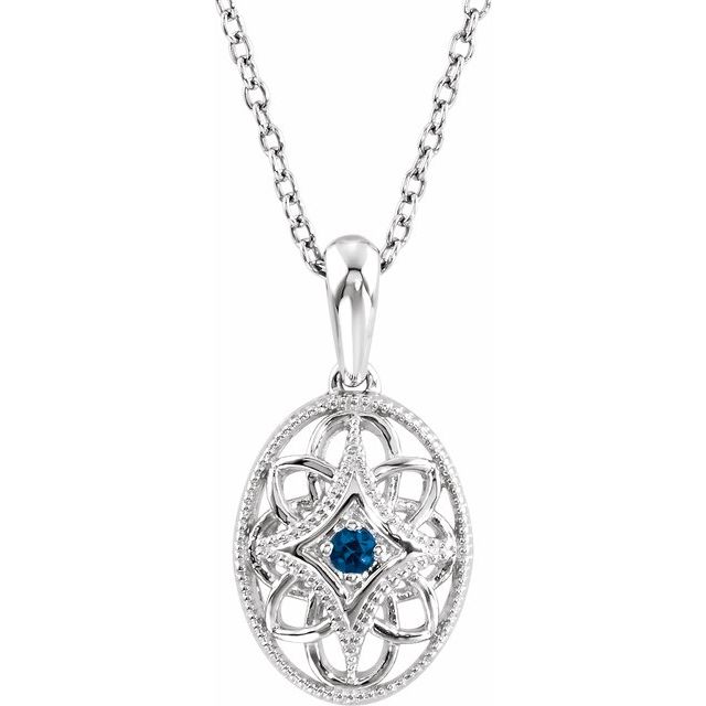 Sterling Silver Natural Blue Sapphire 18 Necklace