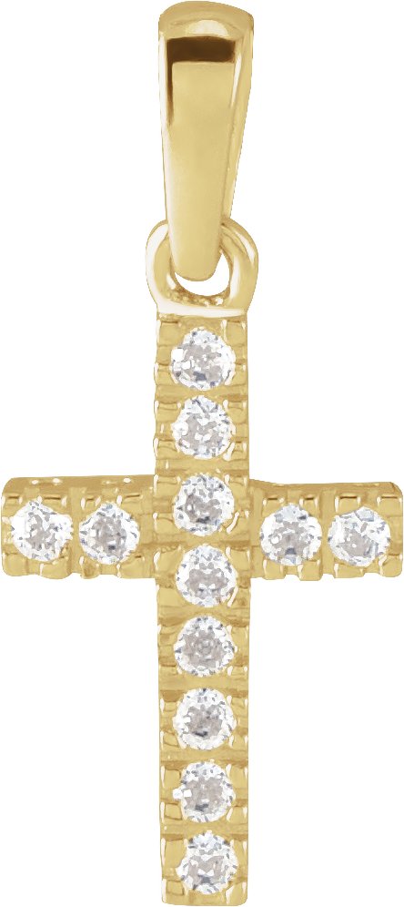 14K Yellow Imitation White Cubic Zirconia Cross Pendant