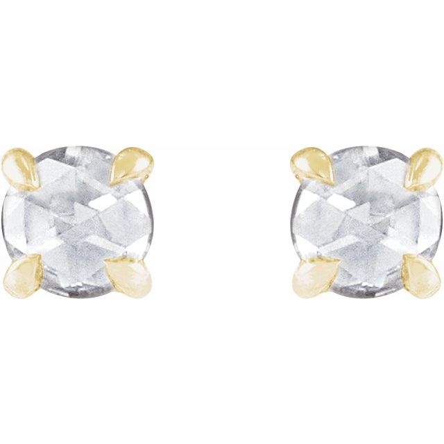 14K Yellow 1/3 CTW Rose-Cut Natural Diamond 4-Prong Claw Earrings