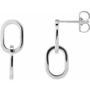 Sterling Silver Interlocking Oval Earrings