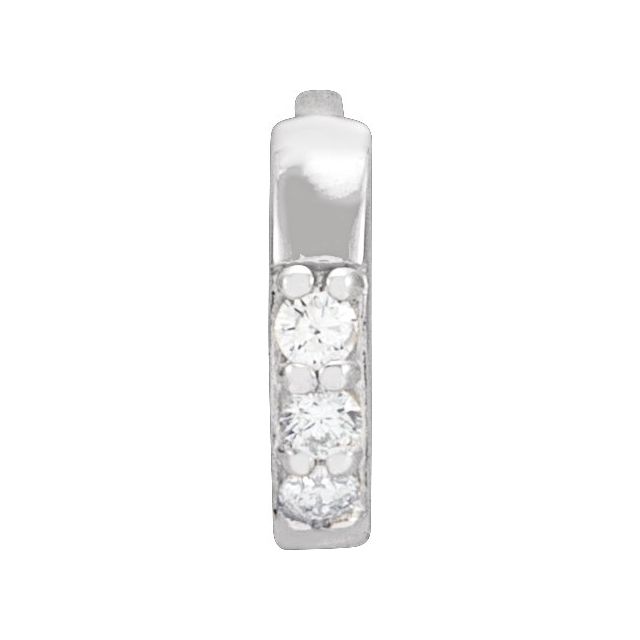 14K White .03 CT Natural Diamond Single 8 mm Huggie Earring