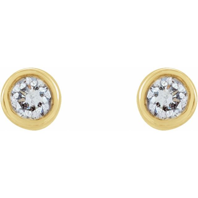 14K Yellow .03 CTW Natural Diamond Micro Bezel-Set Earrings