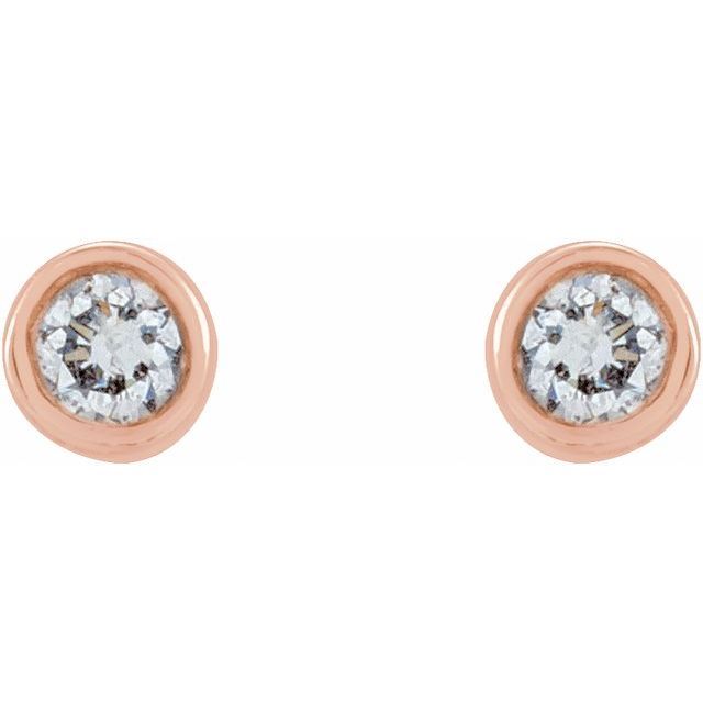 14K Rose .03 CTW Natural Diamond Micro Bezel-Set Earrings