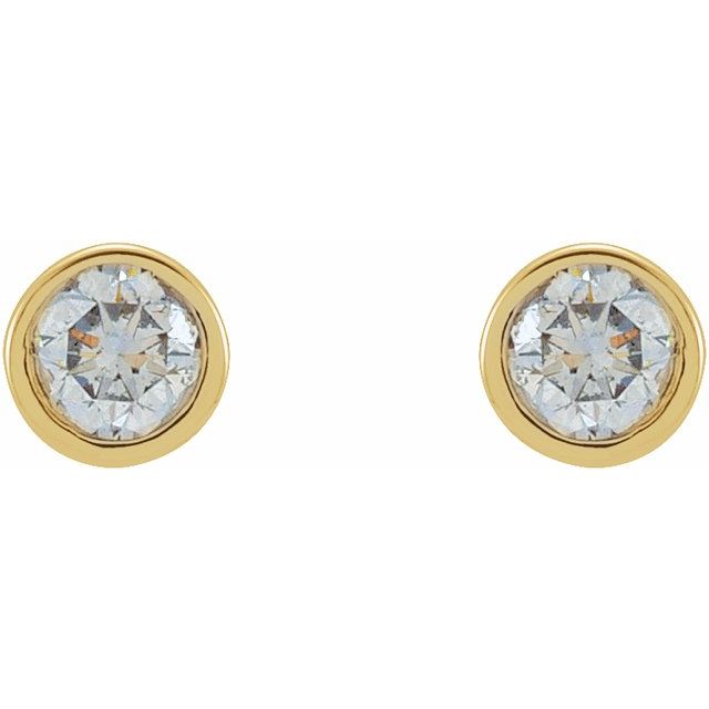 14K Yellow 1/8 CTW Natural Diamond Micro Bezel-Set Earrings
