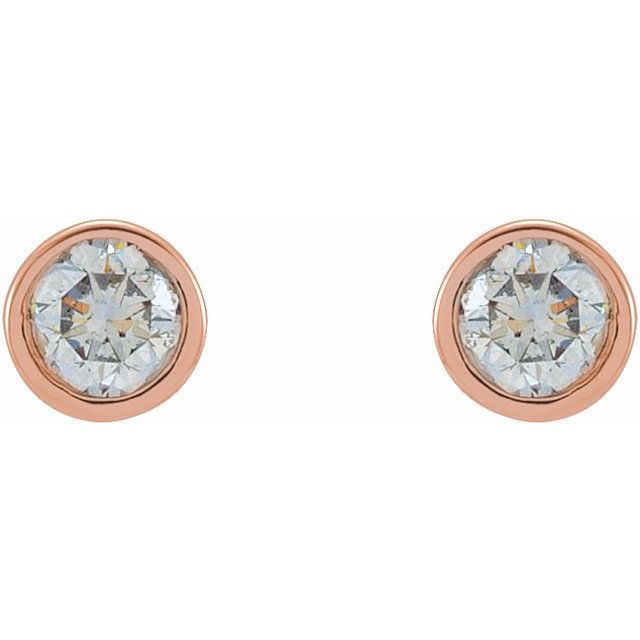 14K Rose 1/8 CTW Natural Diamond Micro Bezel-Set Earrings