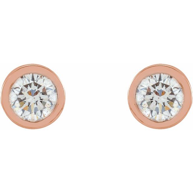 14K Rose 1/10 CTW Natural Diamond Micro Bezel-Set Earrings