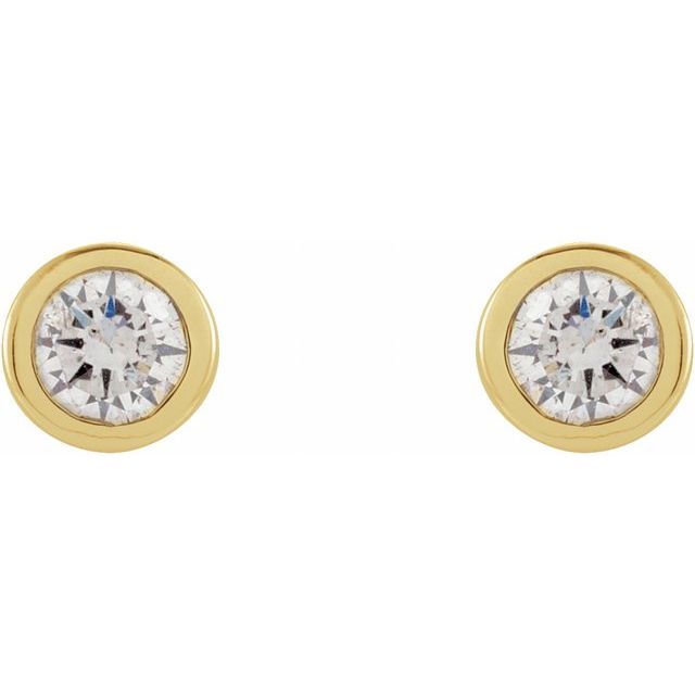 14K Yellow .06 CTW Natural Diamond Micro Bezel-Set Earrings
