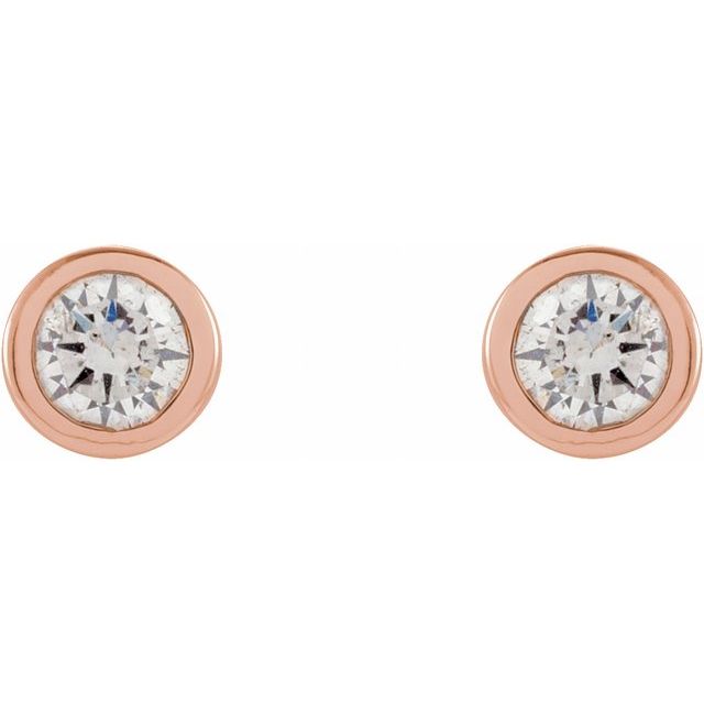 14K Rose .06 CTW Natural Diamond Micro Bezel-Set Earrings
