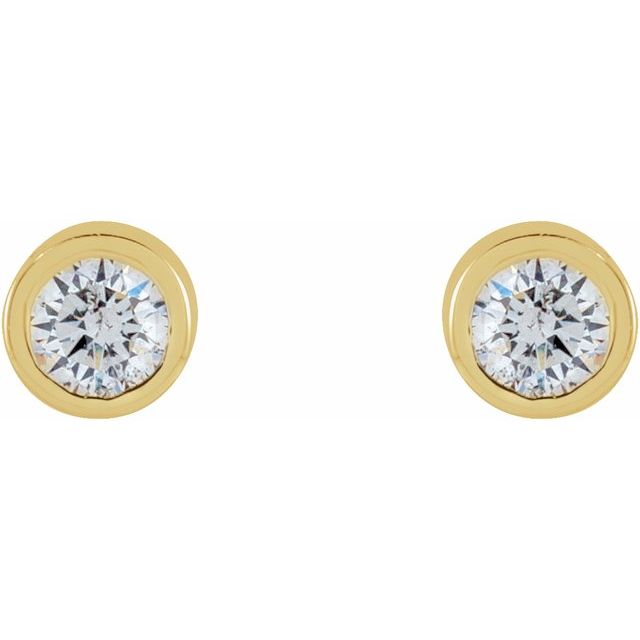 14K Yellow .04 CTW Natural Diamond Micro Bezel-Set Earrings